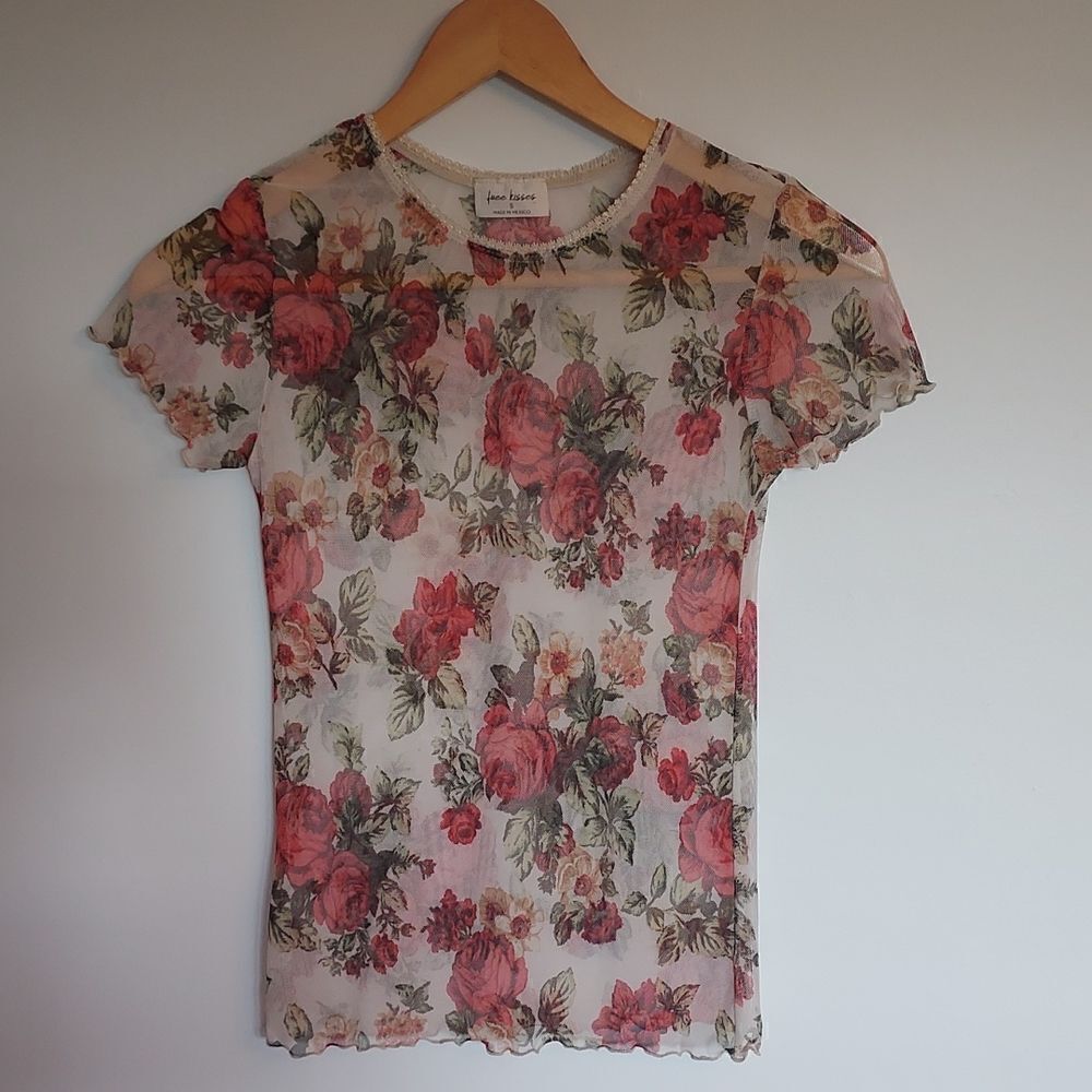 Free Kisses Sheer Mesh/Nylon Top Size S